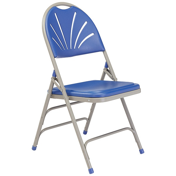 National Public Seating Folding Chair, Plastic, Blue/Gray, PK4 1105