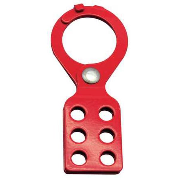 Zing Lockout Hasp, Red, Recycled Steel, 6 Max. No. of Padlocks, 3
