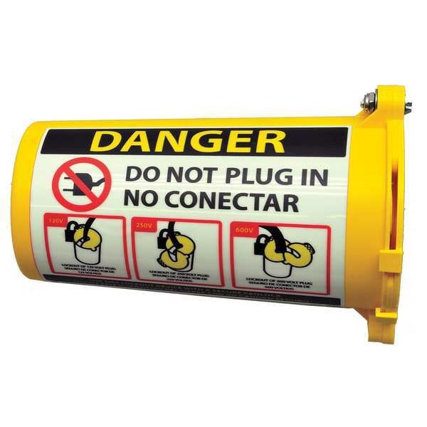 Zing Plug Lockout, Yellow, 9/16In Shackle Dia., Depth: 5 in