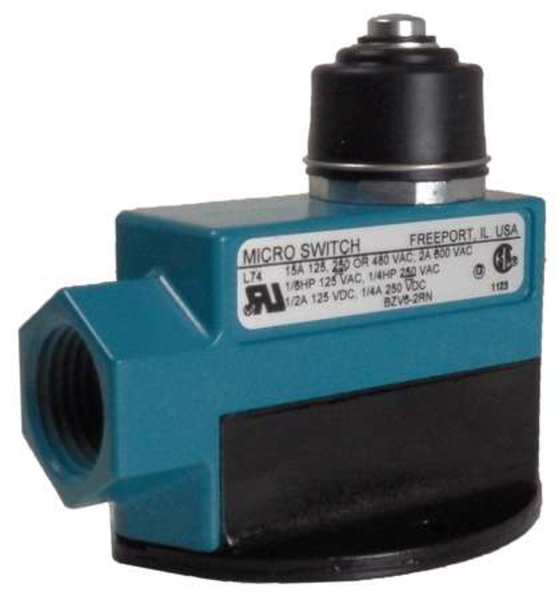 Honeywell Limit Switch, Plunger, 1NC/1NO, 15A @ 600V AC, Actuator Location: Top BZV6-2RN
