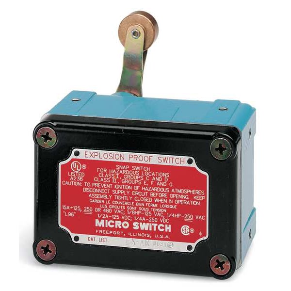 Honeywell Explosion Proof Limit Switch, Roller Lever, Rotary, 1NC/1NO, 15A @ 600V AC, Actuator Location: Top EX-AR400