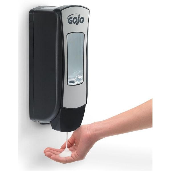 Gojo ADX-12 1250mL Foam Soap Dispenser, Push-Style, Chrome/Black