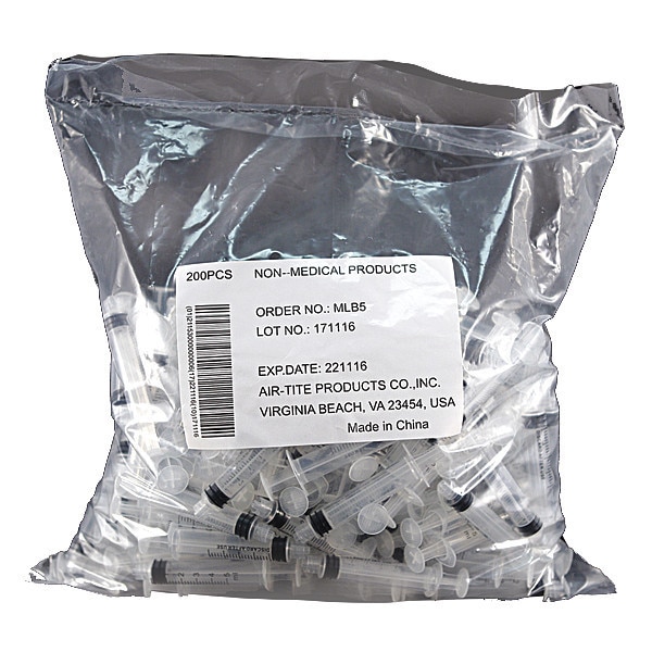 AirTite Syringe, Bulk, 5mL Luer Lock, PK200 MLB5 Zoro
