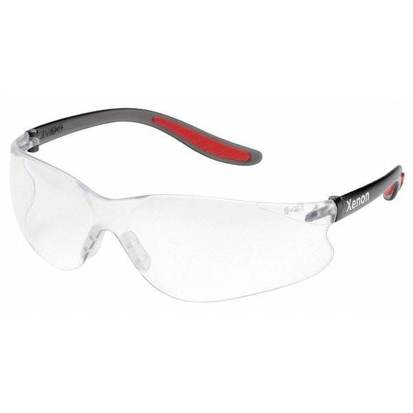 Xenon Safety Glasses, Wraparound Clear Polycarbonate Lens, Uncoated SG