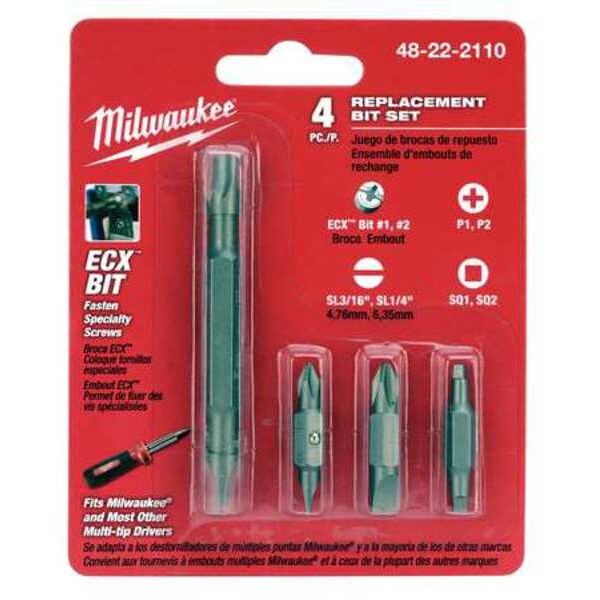Milwaukee 48222110 4.40 Replacement Bit Set, ECX, 4 pc.