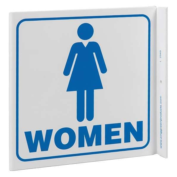 Zing Restroom Sign, Women L-Shape, Plastic, 2549 2549 | Zoro