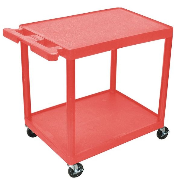 Zoro Select Utility Cart with Lipped Plastic Shelves, Flat, 2 Shelves