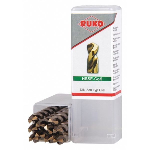 Ruko HSS-Co5 Drill Bit, Black/Gold, 1/8", PK10 228805