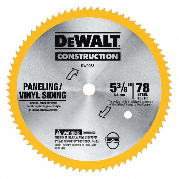 Dewalt 53/8" 80T Steel Saw Blade (Vinyl/Paneling) (DW9053) Zoro