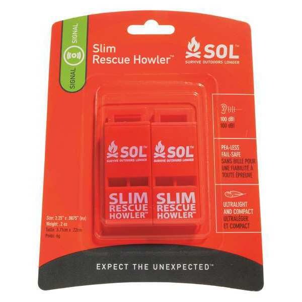 SURVIVE OUTDOORS LONGER Howler Whistle 2-Pack - 100dB Emergency Safety Whistle For Hiking & Survival
