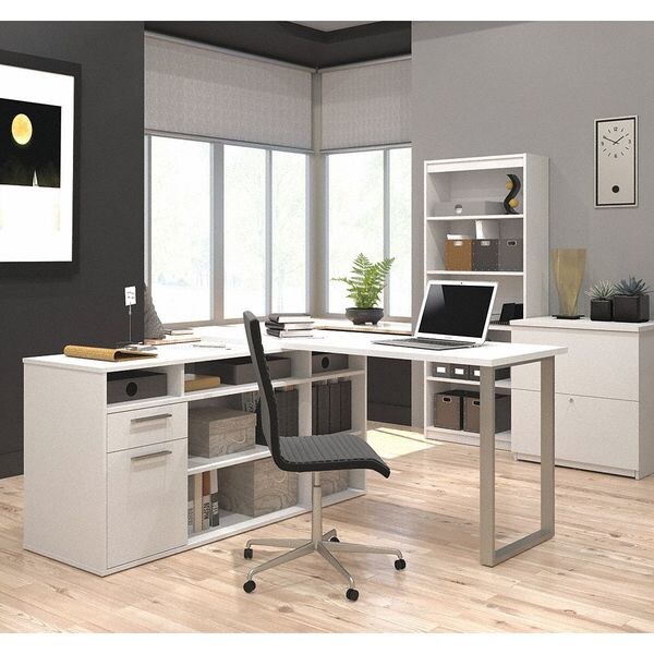 Bestar Table 29851 17 778 13 L Shaped Desk Lateral File Bookcase