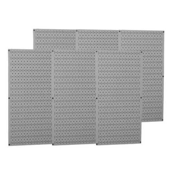 Wall Control Pegboard Panel, Round 1/4 in Holes, 1 in Hole Spacing, 32 in H x 96 in W x 3/4 in D, Gray 35-P-3296GY