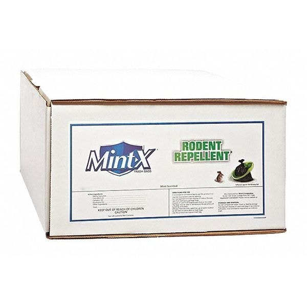 Mint-X 60 gal Rodent-Repellent Recycled Trash Bags, 38 in x 58 in, Super Heavy-Duty, 1.3 mil, Clear MX3858XHC