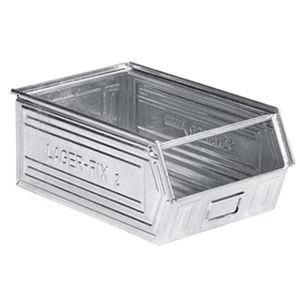 Ssi Schaefer Stackable Storage Bin, Silver, Steel, 12 5/8 in W x 5 3/4 in H, 88 lb Load Capacity