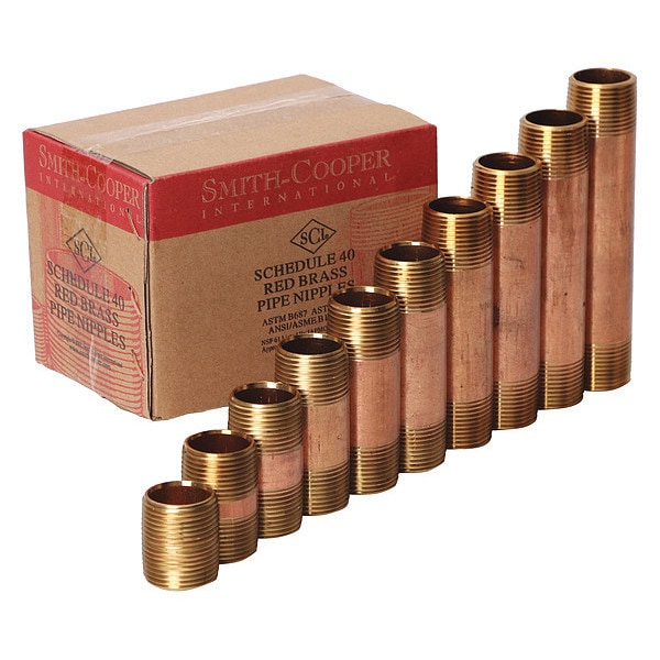 SmithCooper 1/2" MNPT TBE Brass Pipe Nipple Assortment Sch 40