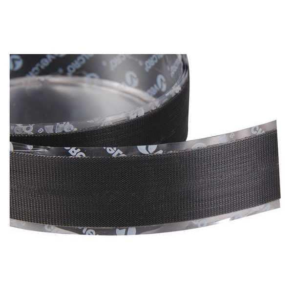 VELCRO BRAND 75 ft. x 1 in. Hook Reclosable Fastener, Black Roll, Rubber Adhesive 1 Per PK