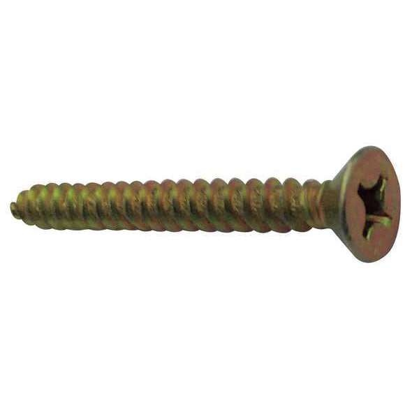 Zoro Select Con-Sert Screws Masonry Screw, 5/32" Dia., Flat, 1 1/2 in L, Carbon Steel Yellow Zinc, 100 PK 08112PS