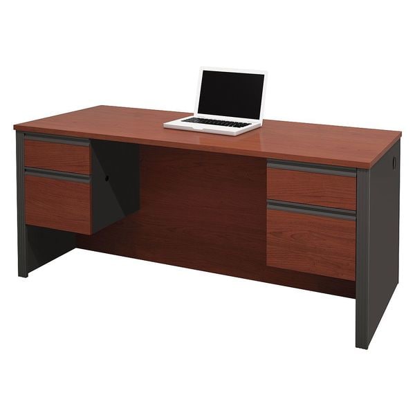 Bestar Executive Desk with Dual Half Pads, 29.8" D, 71" W, 30-3/8" H, Bordeaux, Melamine 99450-39