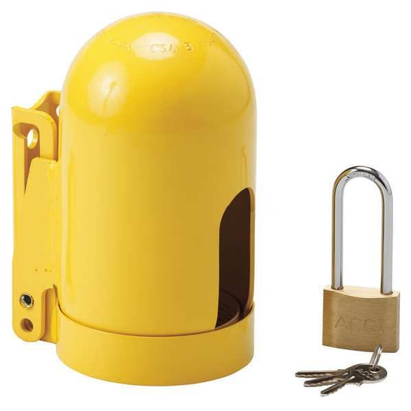 Brady Locking Cylinder Cap, Course Thread, Yellow, Steel, 1 Max. No. of Padlocks 95139 - main