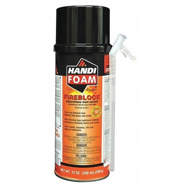 HandiFoam Fire Barrier Spray Foam Sealant, 12 oz, Aerosol Can, Orange