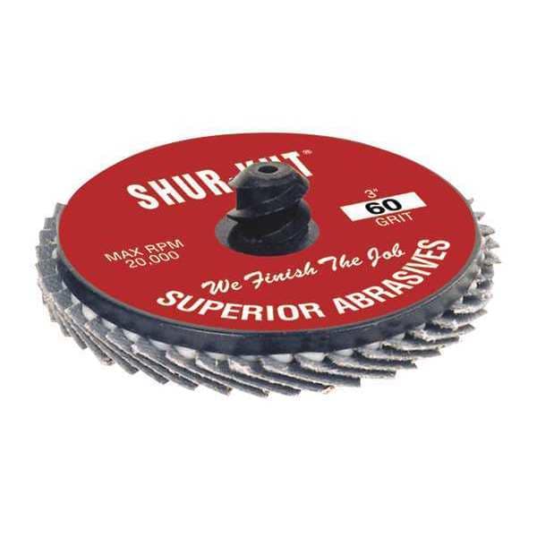 Superior Abrasives 37907 5.70 QC Flap Disc, Zirc, 3", Type R, Grit 60