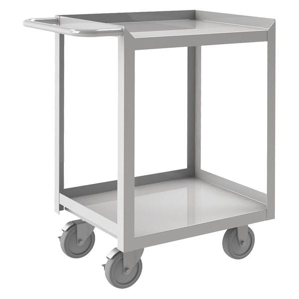 Zoro Select Corrosion-Resistant Utility Cart with Single-Side Flush Metal Shelves, Stainless Steel, 2 Shelves SRSC1618242FLD5PU