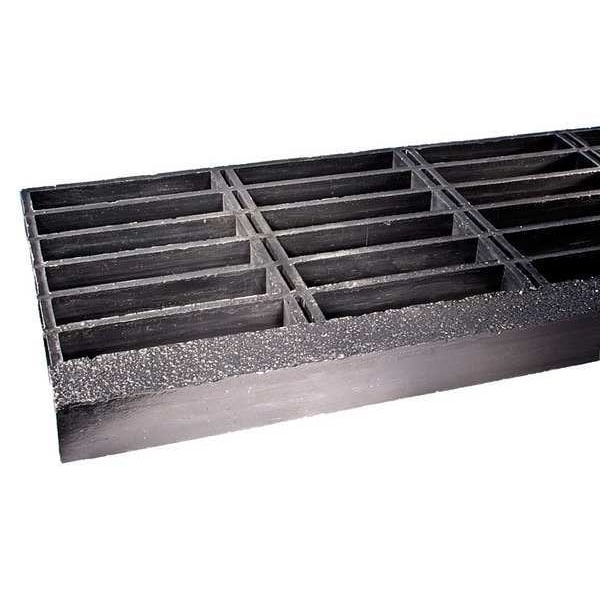 Fibergrate Stair Treads, Meniscus with Grit Nosing Surface, Corvex