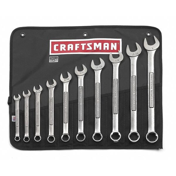 Craftsman Industrial Combo Wrench Set, Chrome, 7/161 in., 10 Pc 9