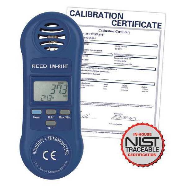 Reed Instruments ThermoHygrometer, 32122°F (050°C), 1095 RH with
