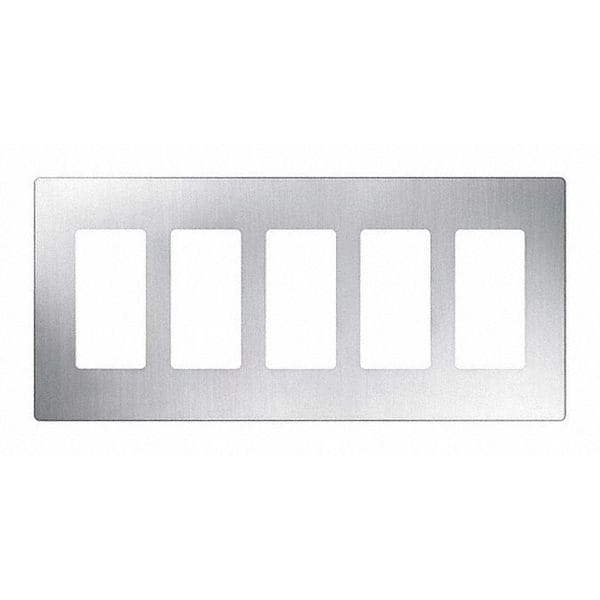 Lutron Designer Wall Plates, Number of Gangs 5 Stainless Steel, Satin Finish, Stainless Steel