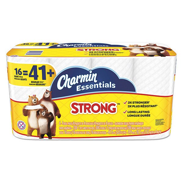 Charmin Essentials Standard Bathroom Tissue, 1 Ply, 300 Sheets, 16 PK 96895