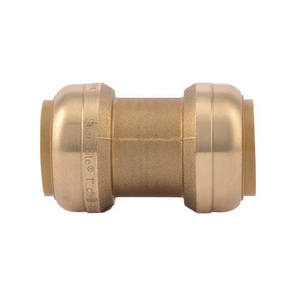 Sharkbite Coupling, 1 in Tube Size, Brass, Brass U020LF Zoro
