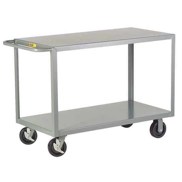 Little Giant Flat Handle Utility Cart, Steel, 3600 lb Load Capacity, 2 Shelves, 65 1/2 in L, 30 in W, 36" H 2G30606PHBK