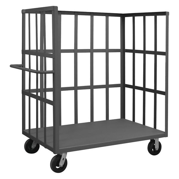 Zoro Select 14 ga. Steel 3 Sided Slat Stock Cart 2000 lb. Capacity, 54-1/2"L x 30"W x 57-5/16"H OPTFB-4830-1-6MR-95