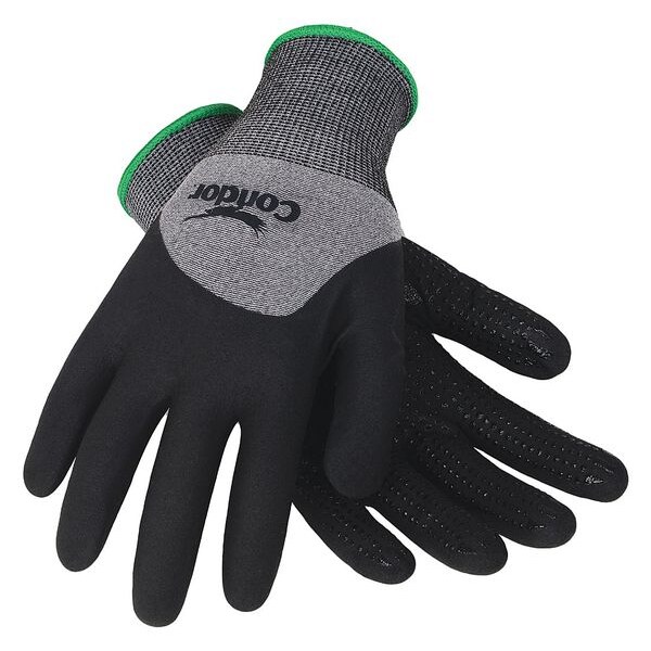 Condor Nitrile Coated Gloves, 3/4 Dip Coverage, Black/Gray, S, PR