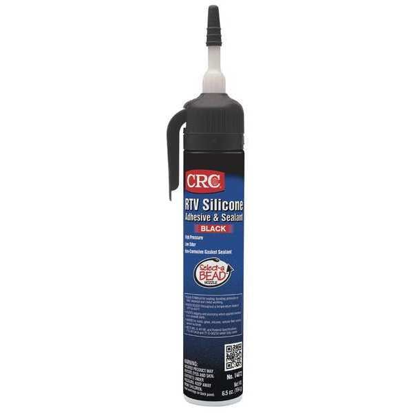 Crc RTV Silicone Sealant, 6.5 oz, Black, Temp Range 30 to 450 Degrees