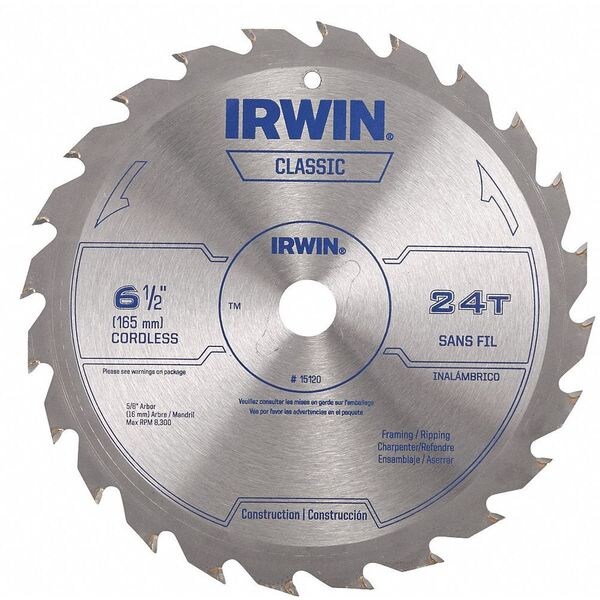 Irwin 6-1/2", 24-Teeth Saw Blade, Steel 15120