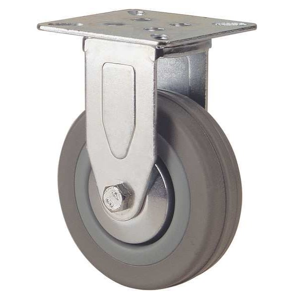 Zoro Select Plate Caster, Rigid, Rubber, 4 in., 176 lb. TFED 100 RN0D