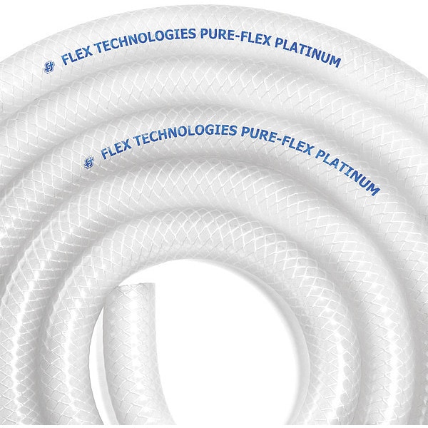 Pure Flex Platinum Hose, Braided, Platinum, 3/4"ID., FDA, 25 ft. PFP