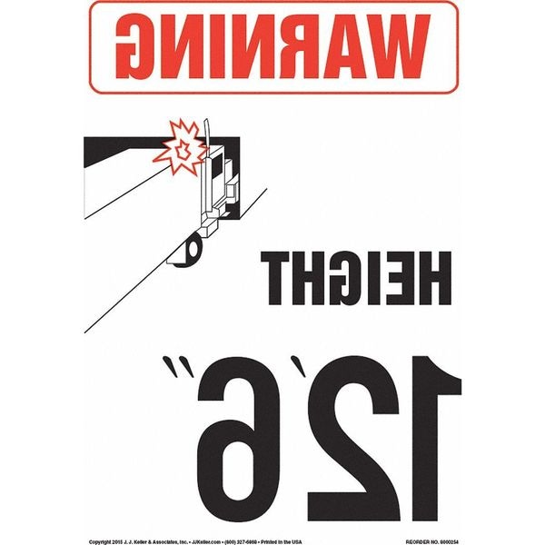 Jj Keller Vehicle Height 12 ft., 6" Reverse Sign 8001228 Zoro
