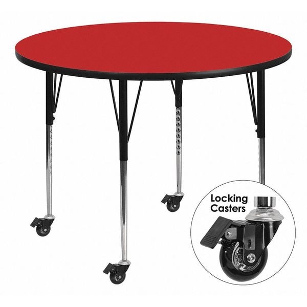 Flash Furniture Round Activity Table, 48" W, 48" L, 30.5" H, Laminate, Red XU-A48-RND-RED-H-A-CAS-GG - main