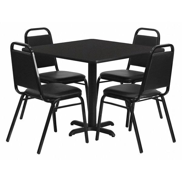 Flash Furniture Square Laminate Table, 36" W, 36" L, 30" H, Laminate Top, Wood Grain HDBF1009-GG