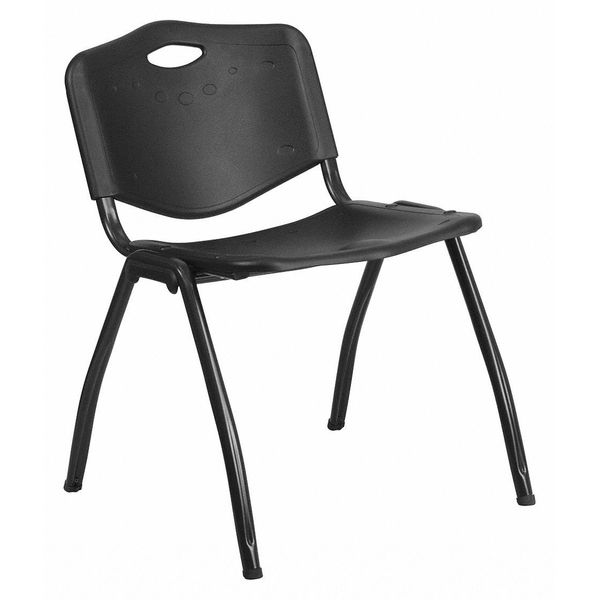 Flash Furniture Stack Chair, Plastic, Black, 29.75" H RUT-D01-BK-GG
