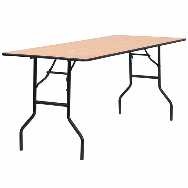 Flash Furniture Rectangle Folding Table, 30" W, 72" L, 30.25" H, Wood