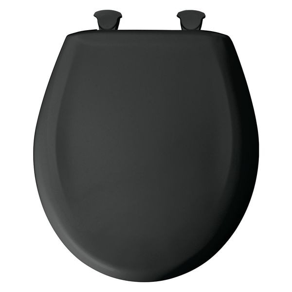 Bemis Round Closed Front Toilet Seat, Black, With Cover, Plastic, Round