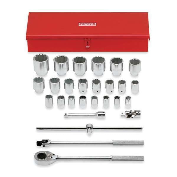 Proto 3/4" Drive Socket Set, Metric, 28 pcs J55202 Zoro