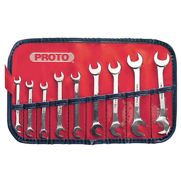Proto 9 Piece Satin Short Angle OpenEnd Wrench Set J3300A Zoro