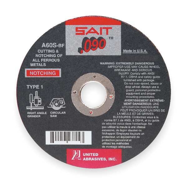 United Abrasives/Sait Abrasive Cut-Off Wheel, Type 1, 4 1/2