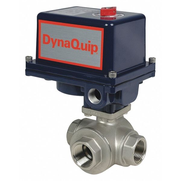 Dynaquip Controls 1/2" FNPT Stainless Steel Electronic Ball Valve 3-Way EYSA3AJE20H