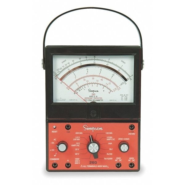Simpson Electric Analog Multimeter, 600V, 10A, 200M Ohms 2609SP Zoro